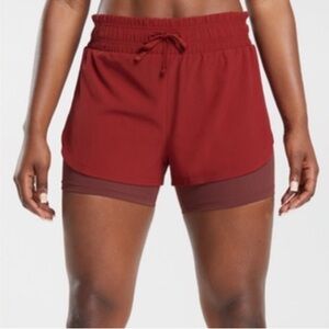 NWT Gymshark Running 2 In 1 Shorts - Velvet Red/Washed Burgundy